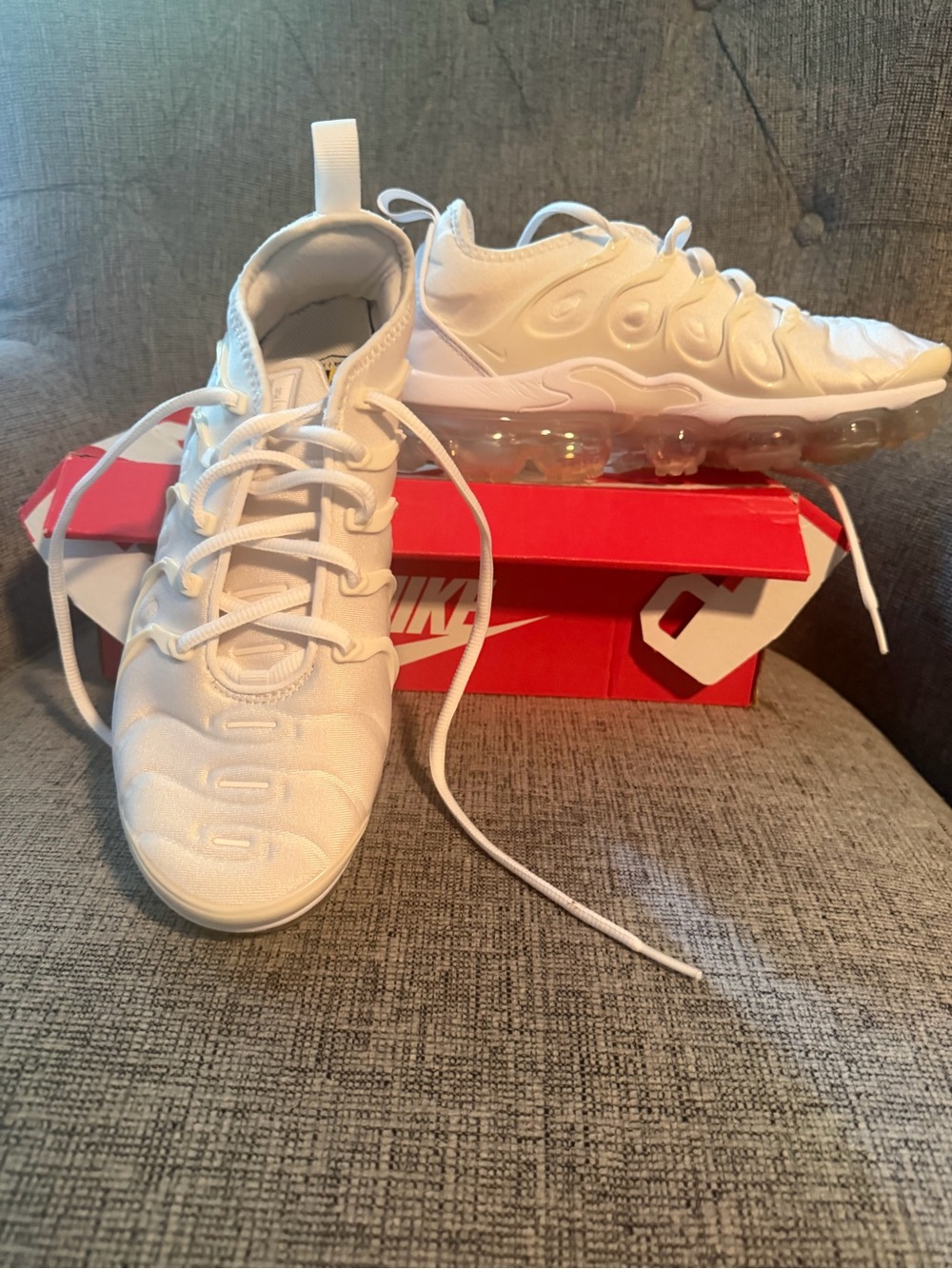Nike White VaporMax-Style Cushioned Sneakers